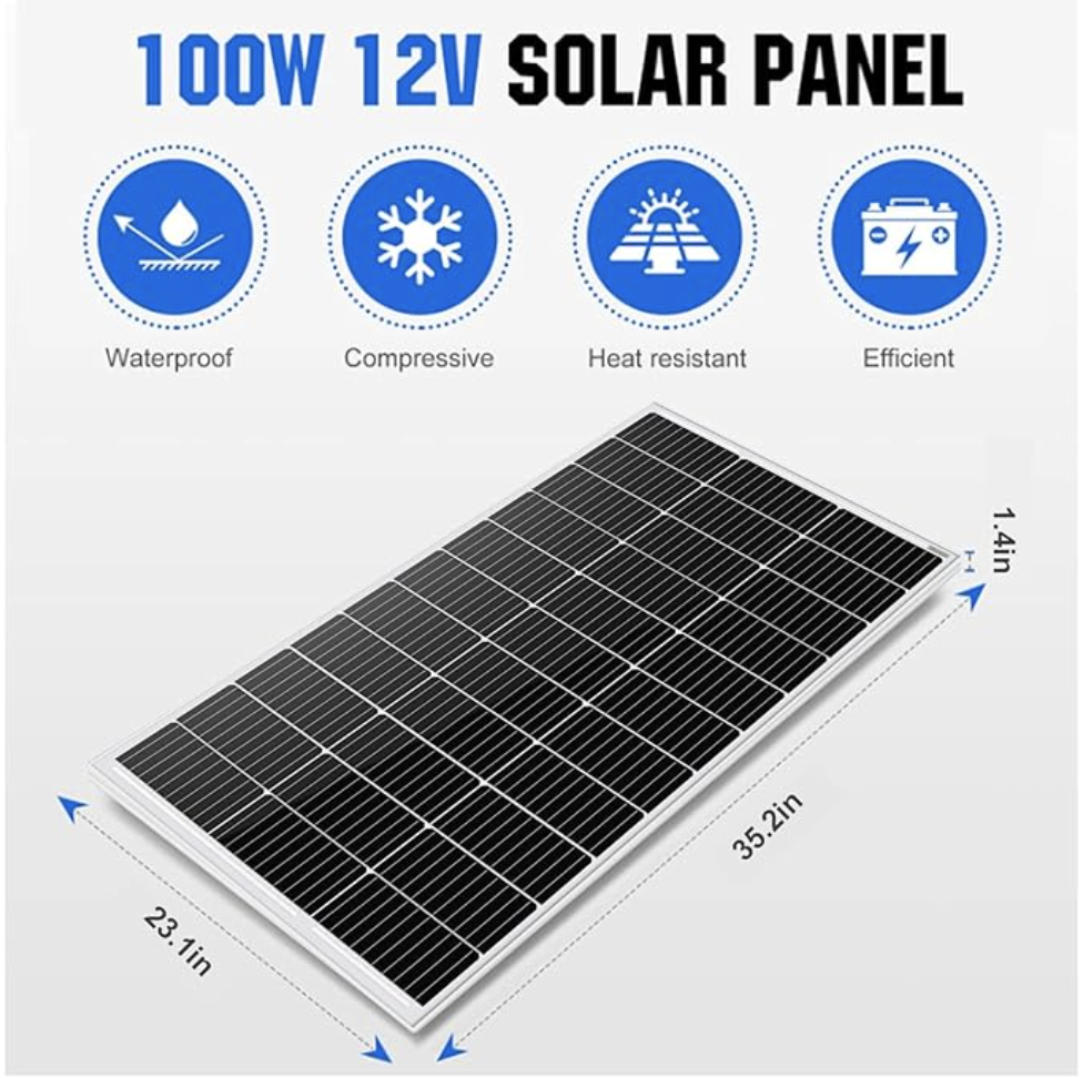 ECO-WORTHY 100 Watt 12 Volt Solar Panel Kit for RV Battery Boat Trailer Cabin Garden Shed Home